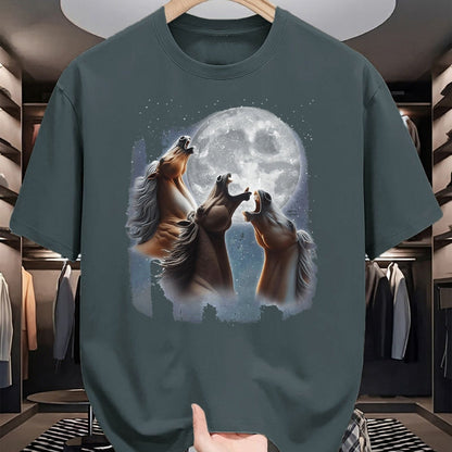 Best Horse Lover Shirt , Funny Horse UnisexT-Shirt/Hoodie/Sweatshirt HLT00 -  3 Horses Howling At The Moon Funny Horse Lover Equestrian T-Shirt, Men, Black, 3X-Large