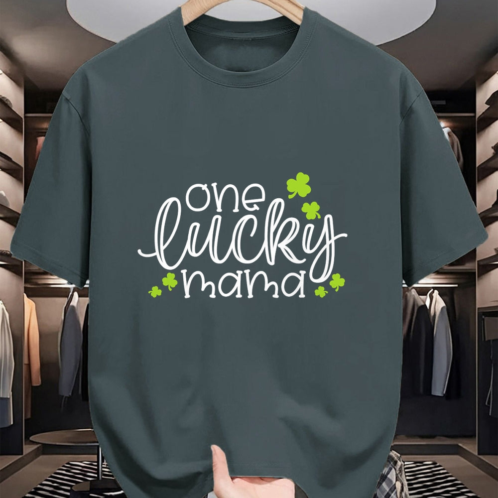 Gift for Mom Shirt, Funny Mom Unisex T-Shirt/Hoodie/Sweatshirt HLT00 - One Lucky Mama Mother Mom St. Patrick's Day Long Sleeve T-Shirt