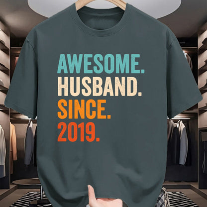 Best Wife Shirt, Wife and Husband Unisex T-Shirt/Hoodie/Sweatshirt HLT00 - Awesome Husband Since 2019 5th wedding anniversary 5 years T-Shirt