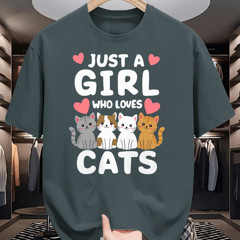 Cat Love Shirt, Funny Cat Lover Gift UnisexT-Shirt/Hoodie/Sweatshirt HLT00 - Cat Just A Girl Who Loves Cats T-Shirt (1)