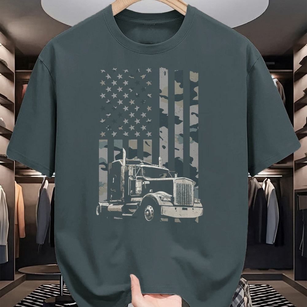 Best Truck Driver Life Shirt, Funny Trucker UnisexT-Shirt/Hoodie/Sweatshirt HLT00 - Trucker American Flag Trucking (Design on Back) Long Sleeve T-Shirt