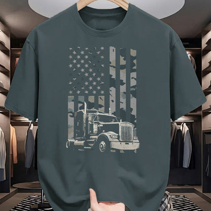 Best Truck Driver Life Shirt, Funny Trucker UnisexT-Shirt/Hoodie/Sweatshirt HLT00 - Trucker American Flag Trucking (Design on Back) Long Sleeve T-Shirt