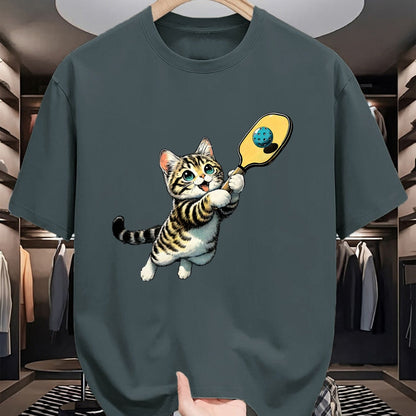 Funny Pickleball Shirt, Pickleball Lover Unisex T-Shirt/Hoodie/Sweatshirt HLT00 - Funny Kitten Playing Pickleball Cute Cat Pickleball Player T-Shirt