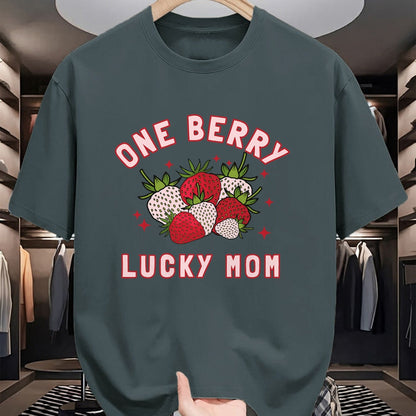 Gift for Mom Shirt, Funny Mom Unisex T-Shirt/Hoodie/Sweatshirt HLT00 - One Berry Lucky Mom Cute Strawberry Birthday Mother_s Day T-Shirt