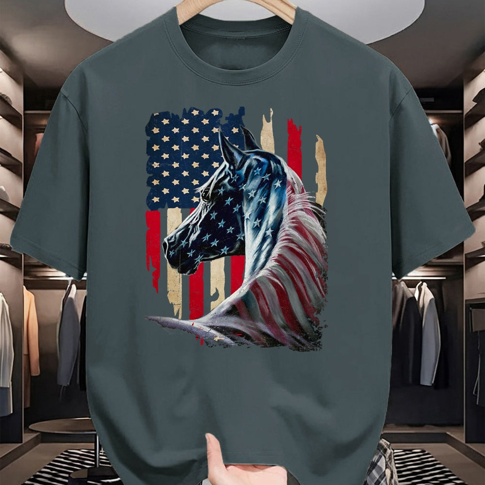 Best Horse Lover Shirt , Funny Horse UnisexT-Shirt/Hoodie/Sweatshirt HLT00 - Patriotic Horse American Flag - Horse Vintage T-Shirt Small