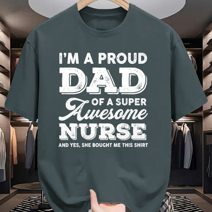 Gift for Dad Shirt, Funny Dad Unisex T-Shirt/Hoodie/Sweatshirt HLT00 – Mens Funny Proud-Dad Super-Awesome Nurse-Daughter Father_s Day T-Shirt