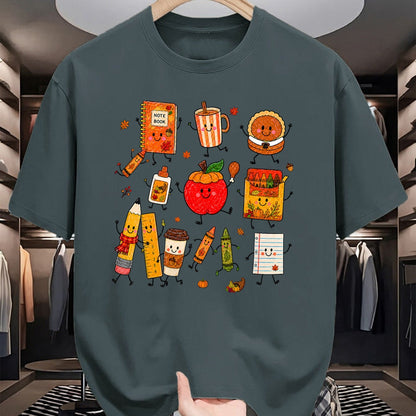 Best Teacher Shirt, Funny Teacher UnisexT-Shirt/Hoodie/Sweatshirt HLT00 - Teacher Doodle Characters Thanksgiving Cute School Supplies T-Shirt