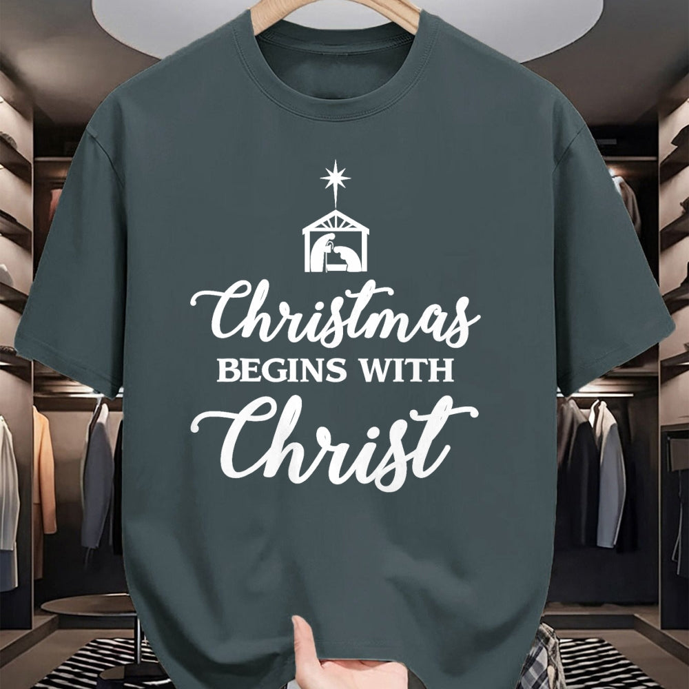 Christian Tee, Christian Faith Unisex T-Shirt/Hoodie/Sweatshirt HLT00 - Christmas Begins With Christ Christmas T-Shirt T-Shirt