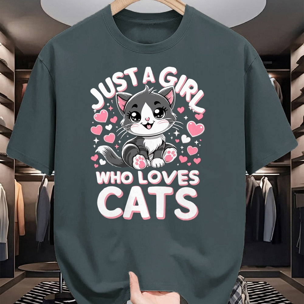 Cat Love Shirt, Funny Cat Lover Gift UnisexT-Shirt/Hoodie/Sweatshirt HLT00 - Just A Girl Who Loves Cats Cute Cat T-Shirt