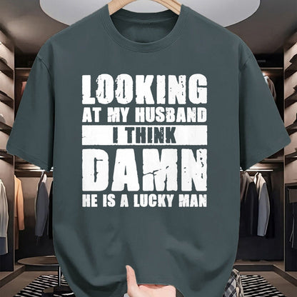 Best Wife Shirt, Wife and Husband Unisex T-Shirt/Hoodie/Sweatshirt HLT00 - Gift for wife T shirt, lucky wife   He is a Lucky Husband - Anniversary Gift - Man & Wife Premium T-