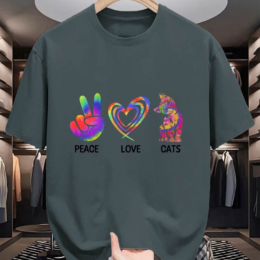 Cat Love Shirt, Funny Cat Lover Gift UnisexT-Shirt/Hoodie/Sweatshirt HLT00 - Peace Love Cats Funny Kitty Cat Lover T-Shirt (1)