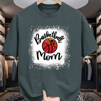 Gift for Mom Shirt, Funny Mom Unisex T-Shirt/Hoodie/Sweatshirt HLT00 - Leopard Bleached Basketball Mom Game Day Gift T-Shirt