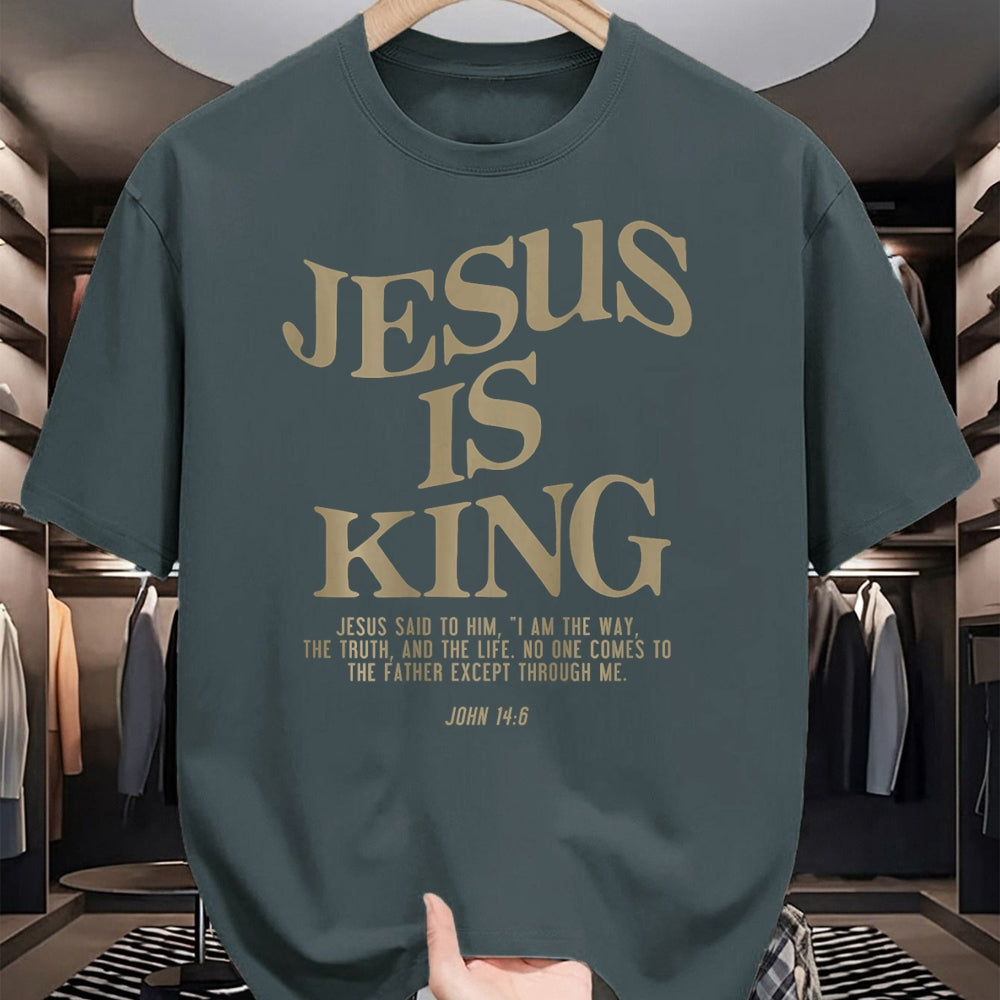 Christian Tee, Christian Faith Unisex T-Shirt/Hoodie/Sweatshirt HLT00 - Jesus Is King Jesus John 146 Costume Christian (On Back) T-Shirt (1)