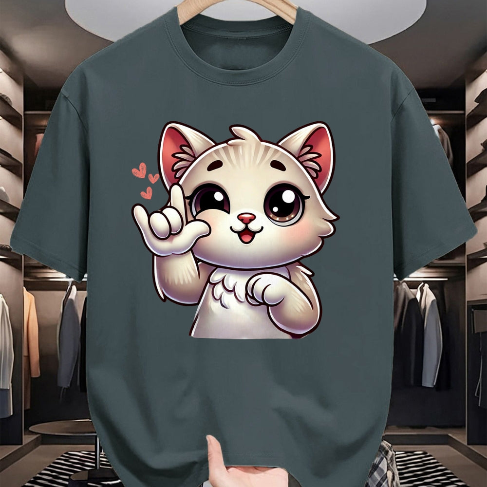 Cat Love Shirt, Funny Cat Lover Gift UnisexT-Shirt/Hoodie/Sweatshirt HLT00 - Kitten Cute Cat Making Love You Hand Sign Language ASL T-Shirt