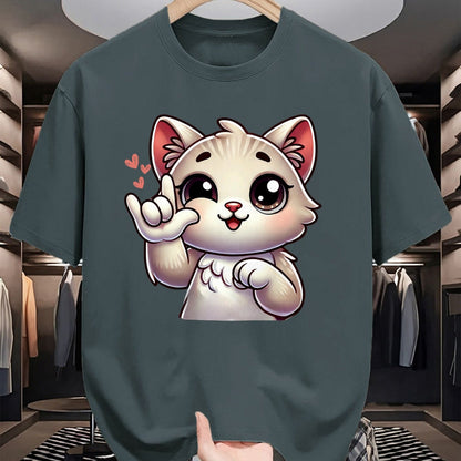 Cat Love Shirt, Funny Cat Lover Gift UnisexT-Shirt/Hoodie/Sweatshirt HLT00 - Kitten Cute Cat Making Love You Hand Sign Language ASL T-Shirt