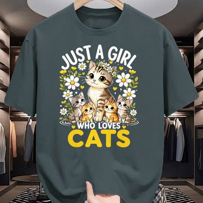 Cat Love Shirt, Funny Cat Lover Gift UnisexT-Shirt/Hoodie/Sweatshirt HLT00 - Cute Cat Lover Just A Girl Who Loves Cats T-Shirt