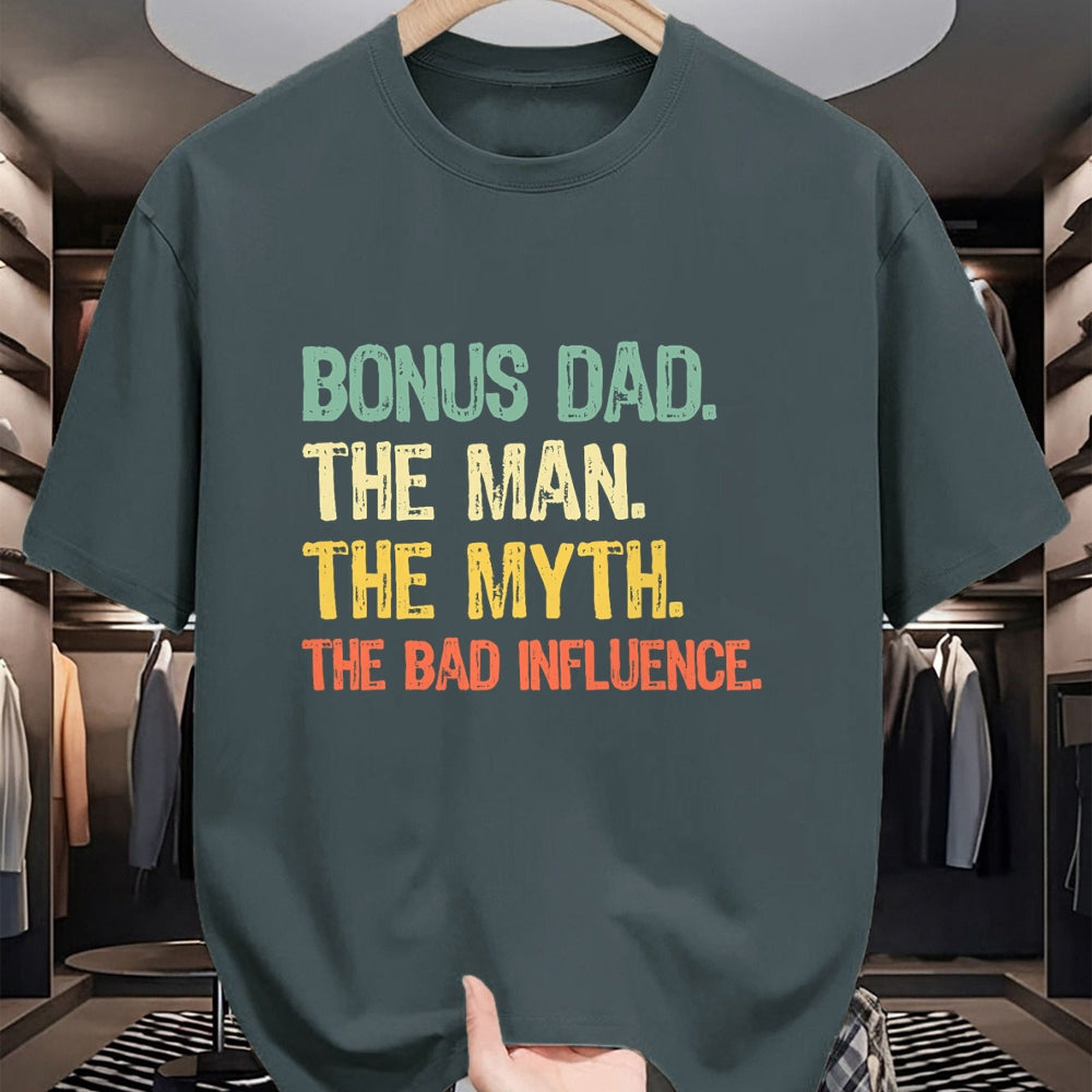 Gift for Dad Shirt, Funny Dad Unisex T-Shirt/Hoodie/Sweatshirt HLT00 – Bonus Dad The Man Myth Bad Influence Funny Step-Dad Stepdad T-Shirt