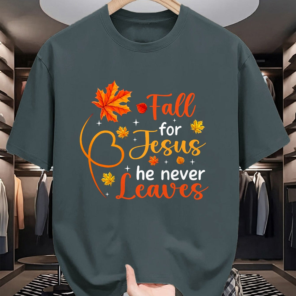 Best Thanksgiving Family Shirt , Funny Thanksgiving UnisexT-Shirt/Hoodie/Sweatshirt HLT00 - Fall for Jesus He Never Leaves Christian Faith Cross Pumpkin T-Shirt