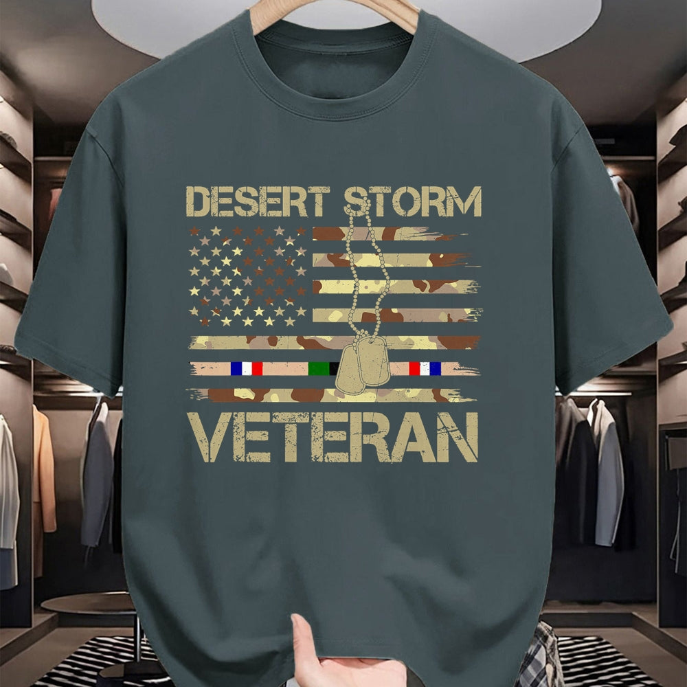 Proud Veteran Shirt, Funny Veteran UnisexT-Shirt/Hoodie/Sweatshirt HLT00 - Patriotic Desert Storm Veteran Distressed Flag US Camouflage T-Shirt