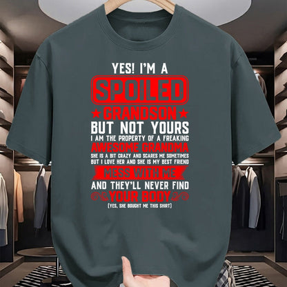 Best Grandma Shirt, Proud Grandma Unisex T-Shirt/Hoodie/Sweatshirt HLT00 - Yes I'm A Spoiled Grandson Of A Freaking Awesome Grandma T-Shirt