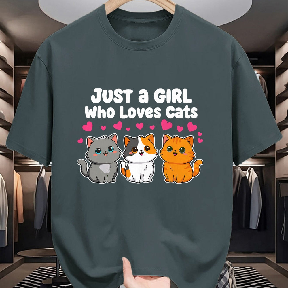 Cat Love Shirt, Funny Cat Lover Gift UnisexT-Shirt/Hoodie/Sweatshirt HLT00 - Just a Girl Who Loves Cats Cute Kittens T-Shirt