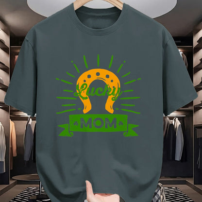 Gift for Mom Shirt, Funny Mom Unisex T-Shirt/Hoodie/Sweatshirt HLT00 - Lucky Mom St. Patricks Day Saint Paddy Horseshoe Shamrock T-Shirt