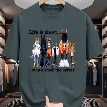 Best Horse Lover Shirt , Funny Horse UnisexT-Shirt/Hoodie/Sweatshirt HLT00 - Life is Short Stop and Smell The Horses T Shirts for Men Women Horse Lover Tees