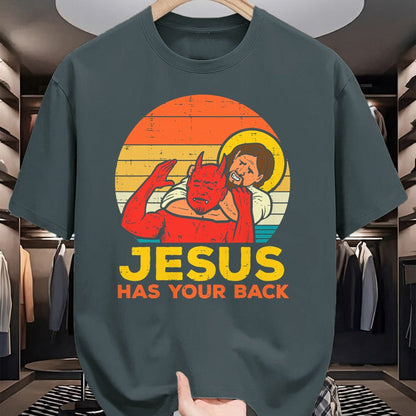 Christian Tee, Christian Faith Unisex T-Shirt/Hoodie/Sweatshirt HLT00 - Jesus Has Your Back Jiu Jitsu Retro Christian Men Women Kids T-Shirt