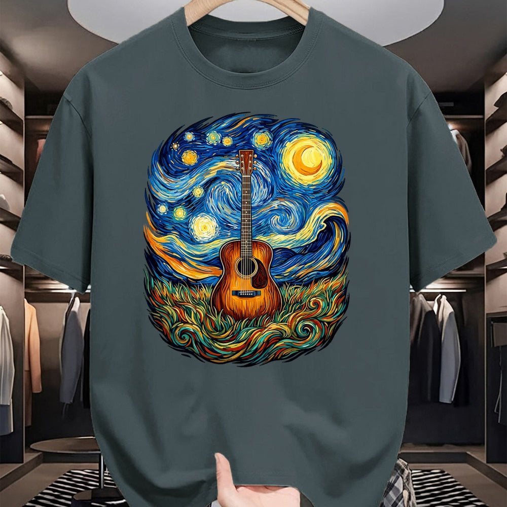 Guitar Lover Shirt, Funny Guitar UnisexT-Shirt/Hoodie/Sweatshirt HLT00 - Acoustic Guitar Starry Night Music Lover Art Men Women Kid T-Shirt