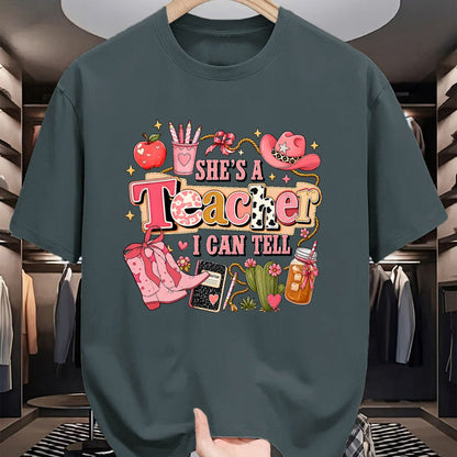 Best Teacher Shirt, Funny Teacher UnisexT-Shirt/Hoodie/Sweatshirt HLT00 - Shes A Teacher I Can Tell Western Classroom Art T-Shirt