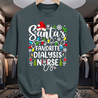 Funny Nurse Shirt, Nurse Unisex T-Shirt/Hoodie/Sweatshirt HLT00 - Santa's Favorite Dialysis Nurse Funny Christmas T-Shirt