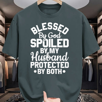 Best Wife Shirt, Wife and Husband Unisex T-Shirt/Hoodie/Sweatshirt HLT00 - Gift for wife T shirt, spoiled wife   Christian Wife Jesus Blessed By God Spoiled By My Husband Tank (1)