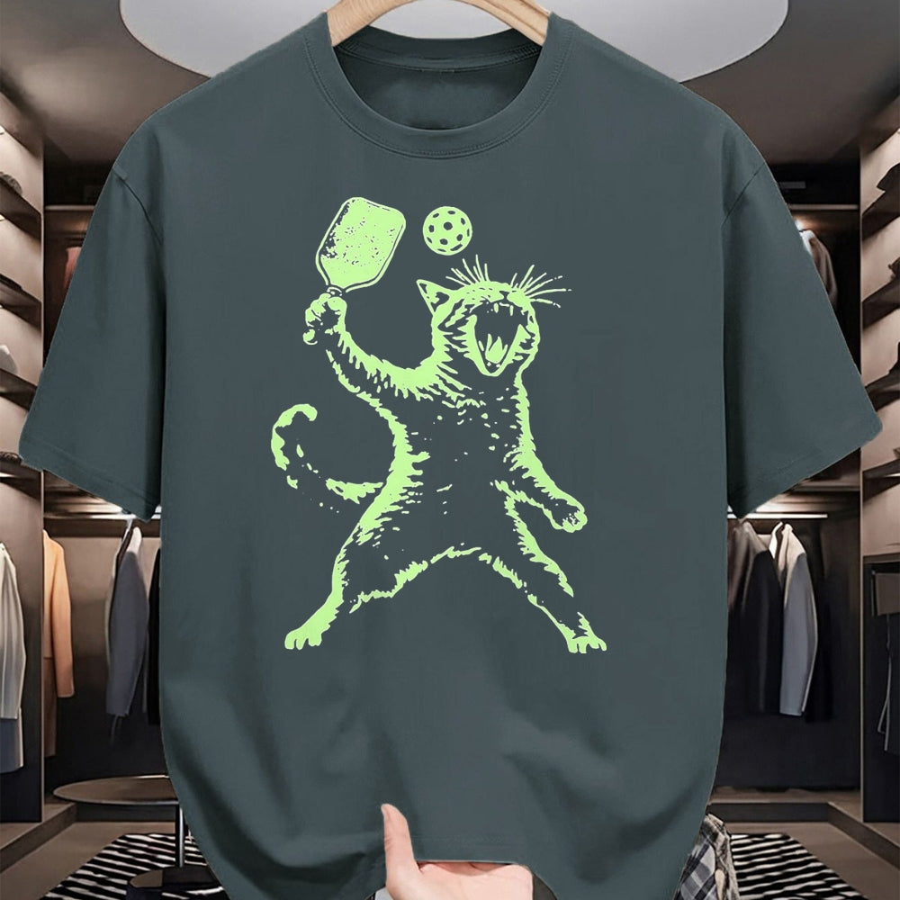 Funny Pickleball Shirt, Pickleball Lover Unisex T-Shirt/Hoodie/Sweatshirt HLT00 - Cat Pickleball T-Shirt, Men, Black, 3X-Large