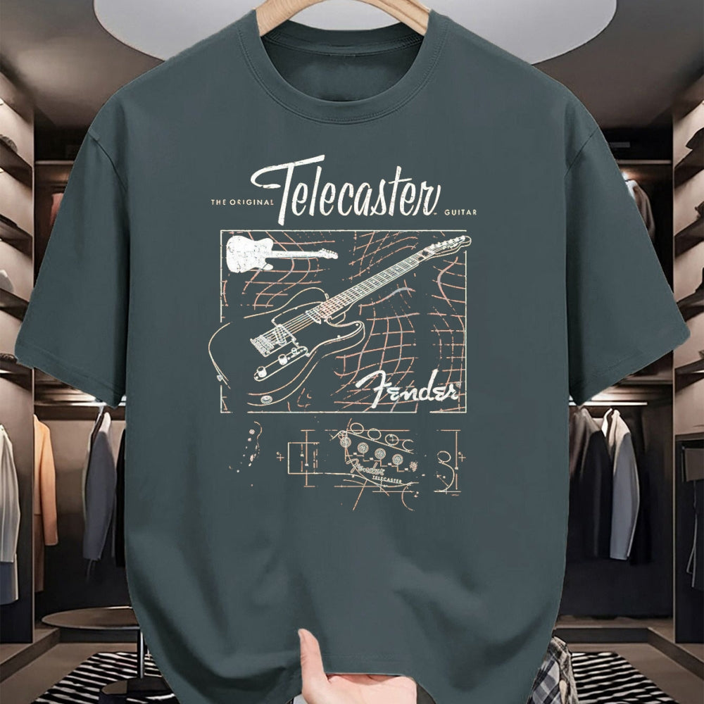 Guitar Lover Shirt, Funny Guitar UnisexT-Shirt/Hoodie/Sweatshirt HLT00 - Fender The Original Telecaster Guitar Schematic Poster T-Shirt, Men, Black, 3X-Large