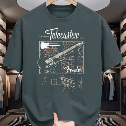 Guitar Lover Shirt, Funny Guitar UnisexT-Shirt/Hoodie/Sweatshirt HLT00 - Fender The Original Telecaster Guitar Schematic Poster T-Shirt, Men, Black, 3X-Large