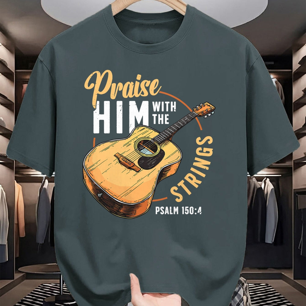 Guitar Lover Shirt, Funny Guitar UnisexT-Shirt/Hoodie/Sweatshirt HLT00 - Praise Him with The Strings Bible Psalm Christian Guitar T-Shirt