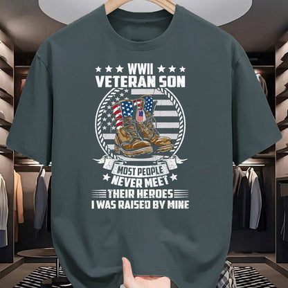 Proud Veteran Shirt, Funny Veteran UnisexT-Shirt/Hoodie/Sweatshirt HLT00 - Proud Son of WWII Veteran World War 2 Vet Flag US T-Shirt