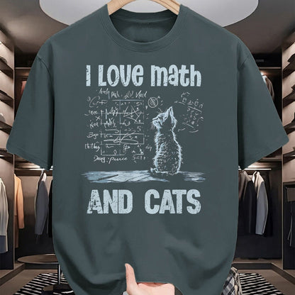 Cat Love Shirt, Funny Cat Lover Gift UnisexT-Shirt/Hoodie/Sweatshirt HLT00 - I Love Math and Cats Funny Cat Lover Science Teacher Student T-Shirt