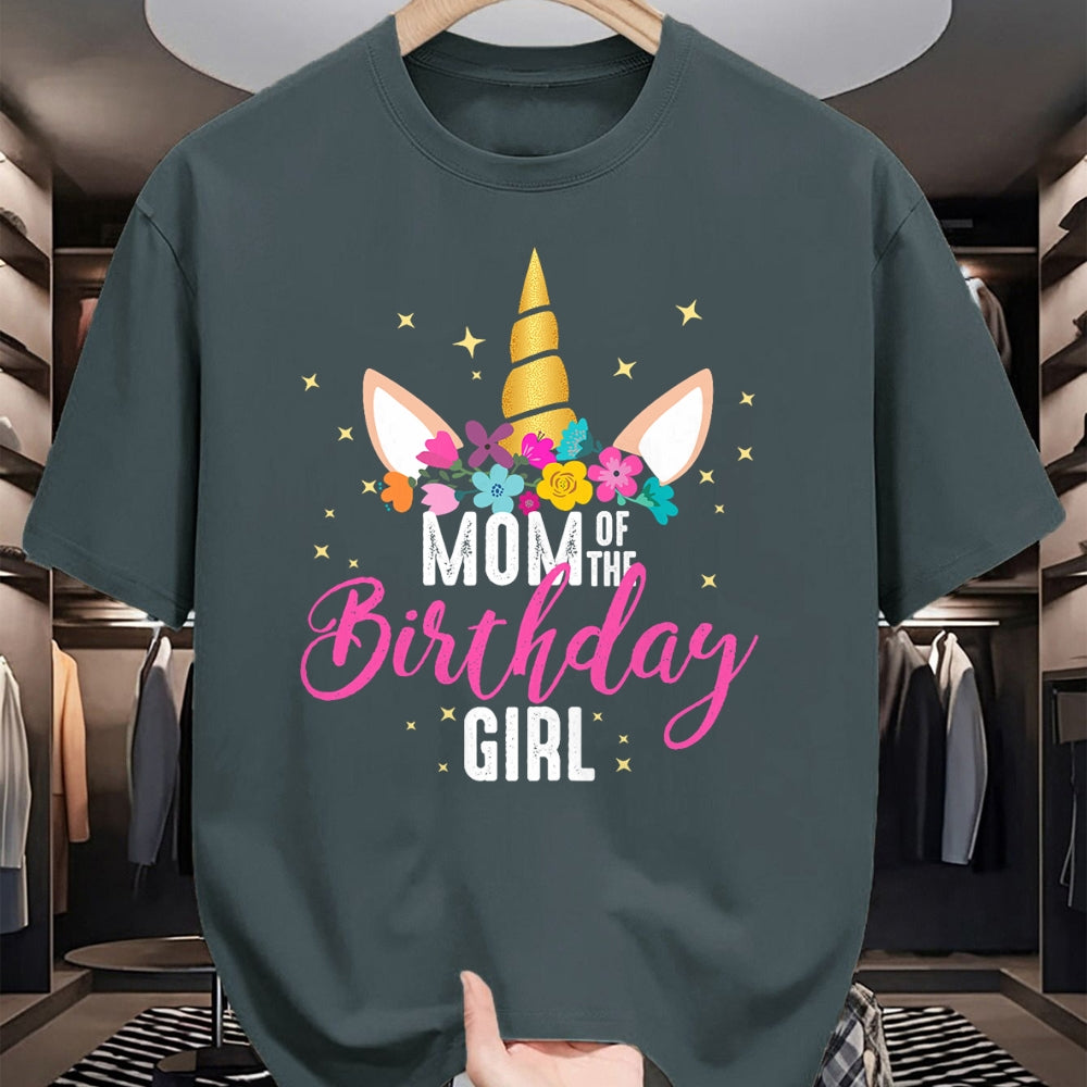 Gift for Mom Shirt, Funny Mom Unisex T-Shirt/Hoodie/Sweatshirt HLT00 - Mom Of The Birthday Girl Mother Gifts Unicorn Birthday T-Shirt