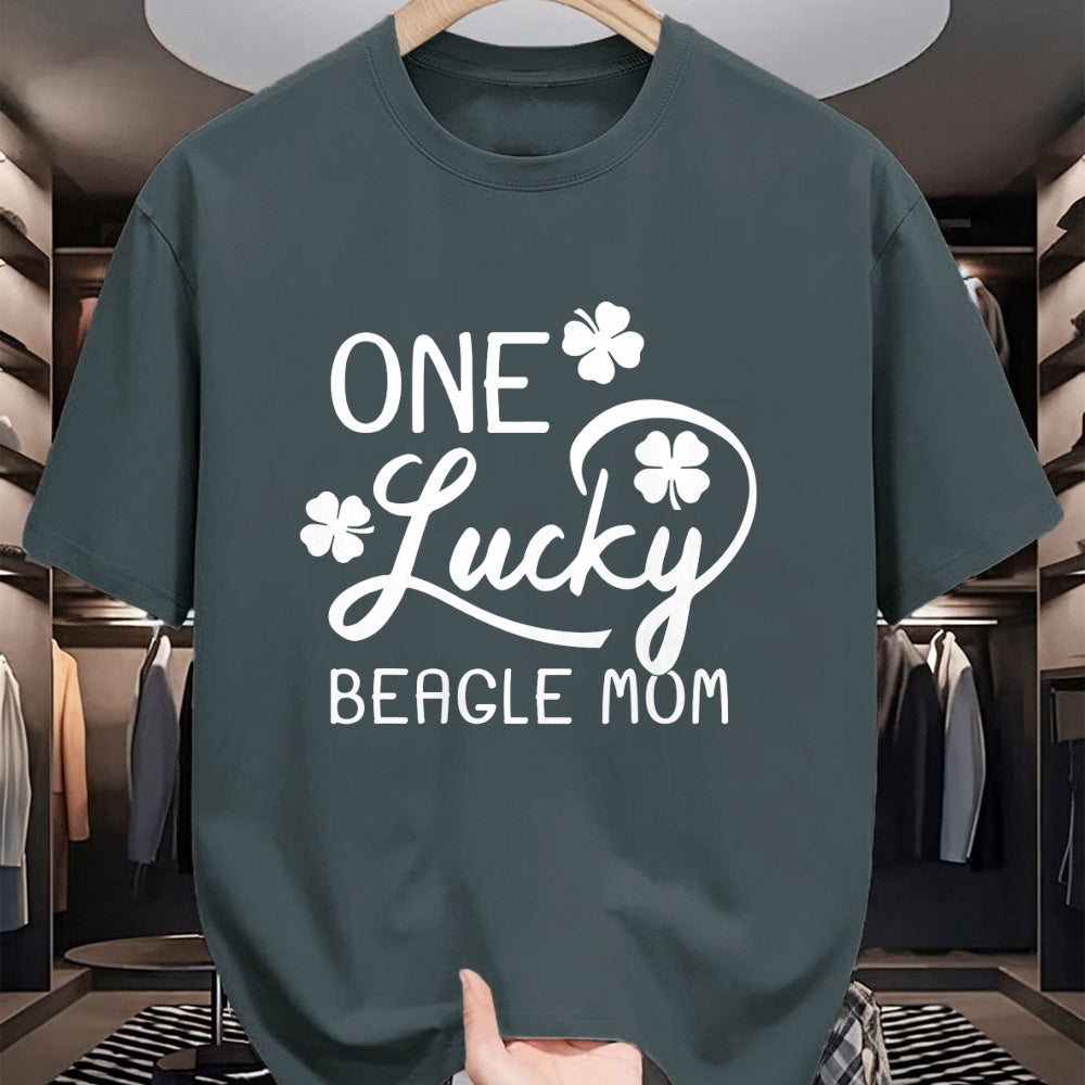 Gift for Mom Shirt, Funny Mom Unisex T-Shirt/Hoodie/Sweatshirt HLT00 - One Lucky Beagle Mom St. Patrick_s Day T-Shirt