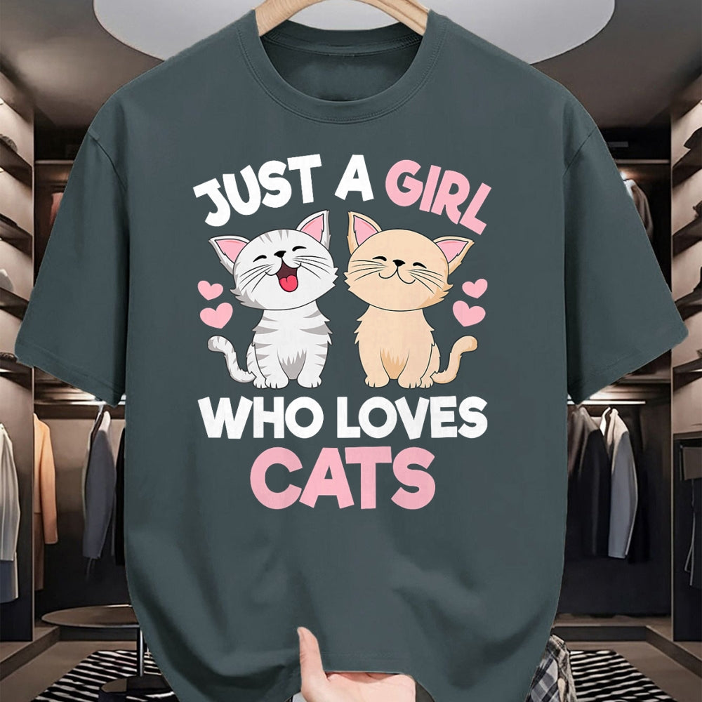 Cat Love Shirt, Funny Cat Lover Gift UnisexT-Shirt/Hoodie/Sweatshirt HLT00 - Just A Girl Who Loves Cats Cute Cat Lover Kitty Girls Kids T-Shirt (1)