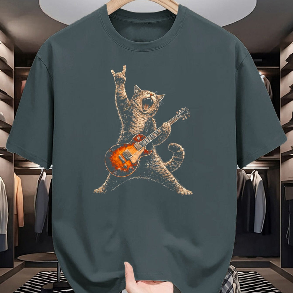 Guitar Lover Shirt, Funny Guitar UnisexT-Shirt/Hoodie/Sweatshirt HLT00 - Funny Cat Playing Guitar Shirt Cat Guitarist Rock and Roll T-Shirt, Men, Black, 3X-Large