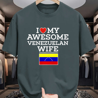 Best Wife Shirt, Wife and Husband Unisex T-Shirt/Hoodie/Sweatshirt HLT00 - I Love My AWESOME Venezuelan WIFE Flag Heart Tee for Husband