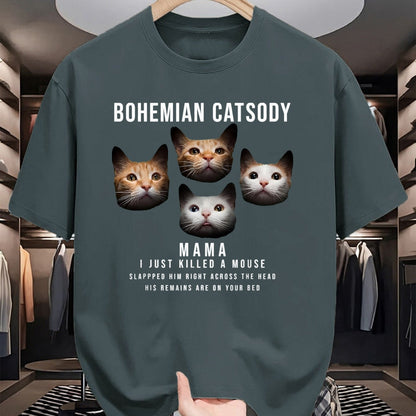 Cat Love Shirt, Funny Cat Lover Gift UnisexT-Shirt/Hoodie/Sweatshirt HLT00 - Bohemian Catsody Mama I Just Killed A Mouse Cat Parody T-Shirt, Men, Black, 3X-Large