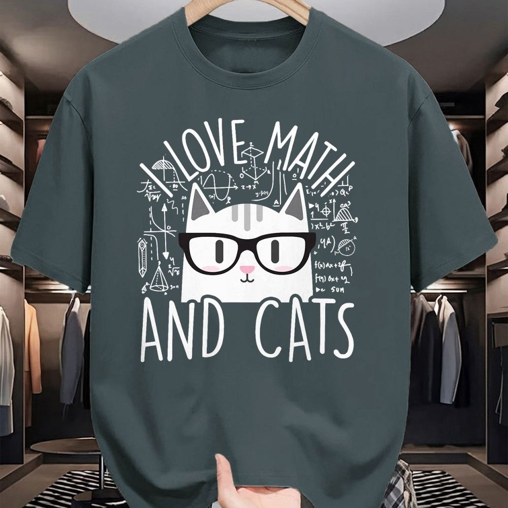 Cat Love Shirt, Funny Cat Lover Gift UnisexT-Shirt/Hoodie/Sweatshirt HLT00 - I Love Math and Cats Cute Kitty Cat Feline Lover Gift T-Shirt Small (1)