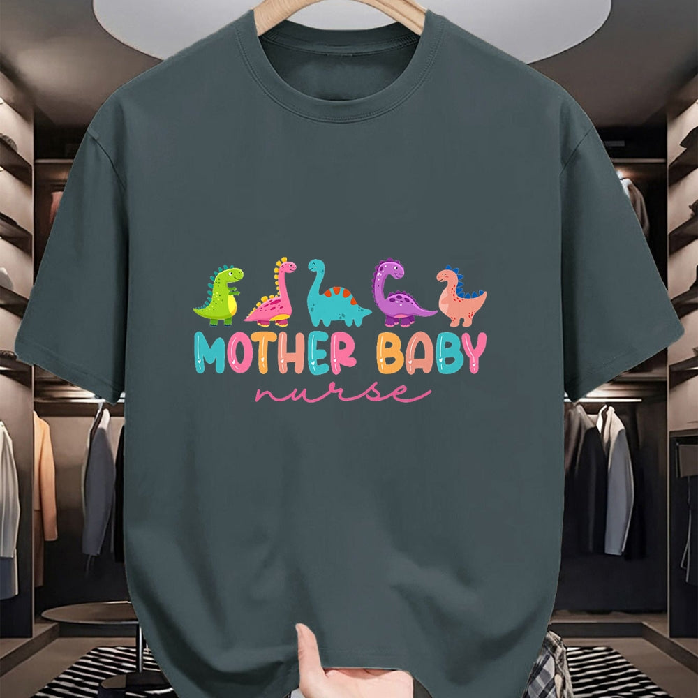 Funny Nurse Shirt, Nurse Unisex T-Shirt/Hoodie/Sweatshirt HLT00 - Women Mother Baby Nurse Dinosaur Postpartum RN Ob Nurse T-Shirt