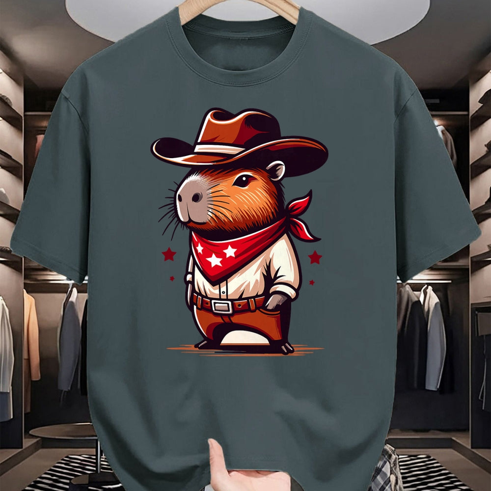 Cute Capybara Shirt, Funny Capybara Unisex T-Shirt/Hoodie/Sweatshirt HLT00 - Western Capybara Cowboy T-Shirt