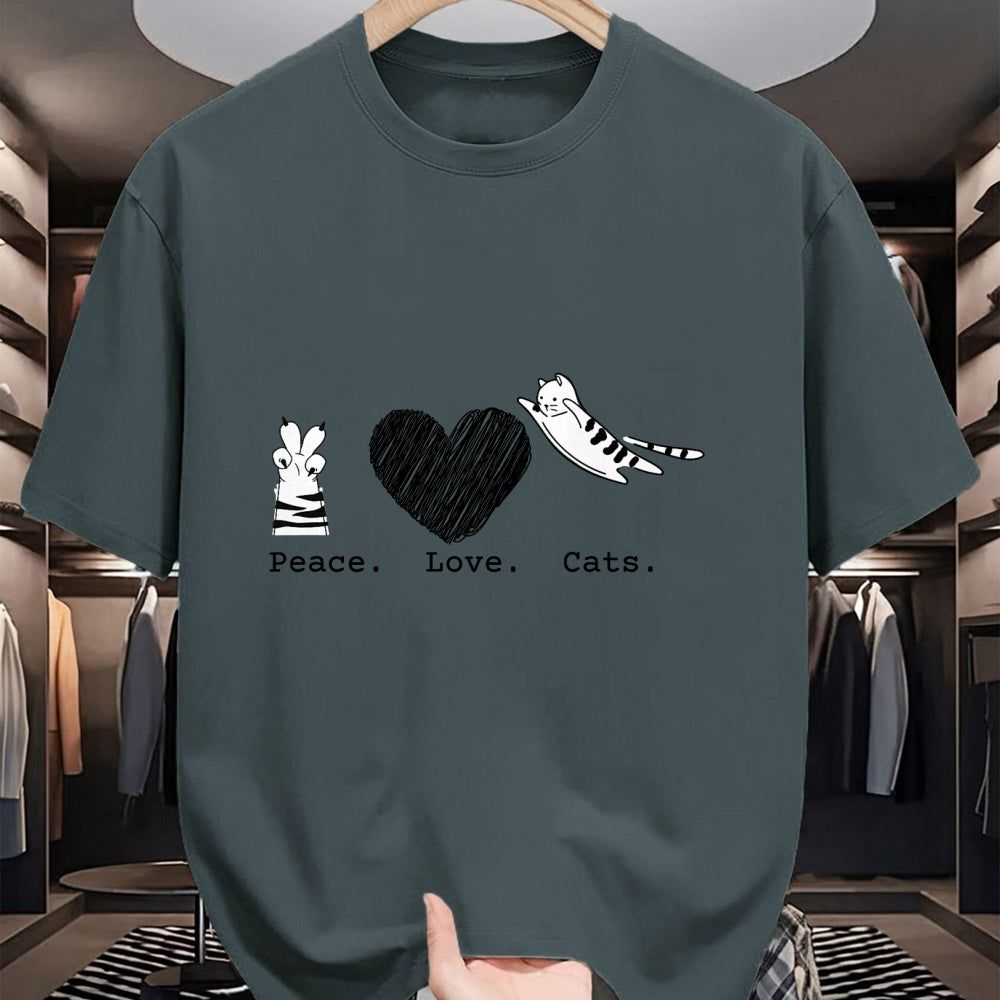 Cat Love Shirt, Funny Cat Lover Gift UnisexT-Shirt/Hoodie/Sweatshirt HLT00 - Peace Love Cats Hippy T-Shirt