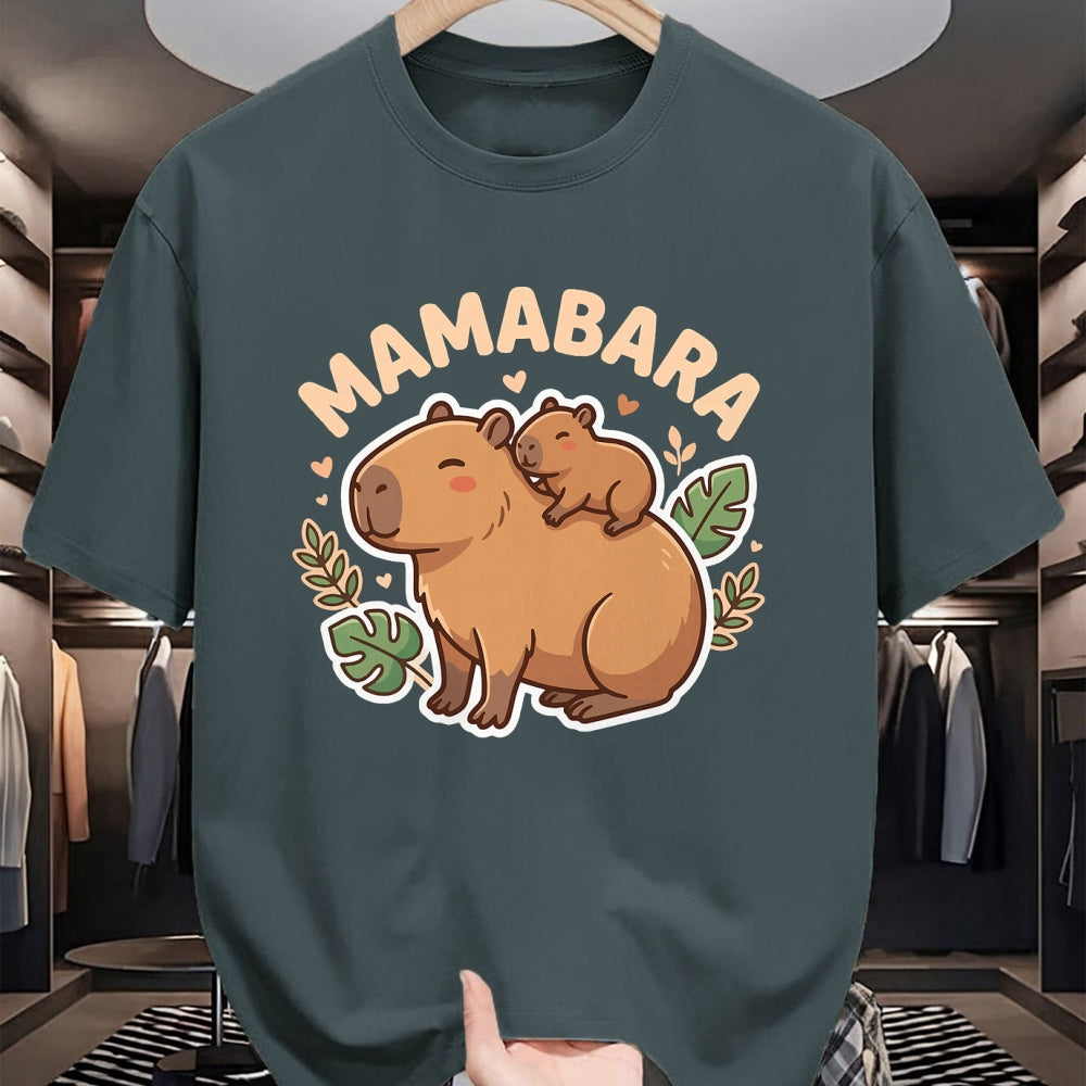 Cute Capybara Shirt, Funny Capybara Unisex T-Shirt/Hoodie/Sweatshirt HLT00 - Mamabara Capybara Mother T-Shirt (2)