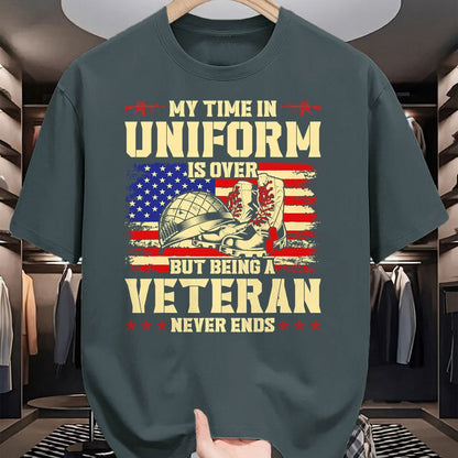 Proud Veteran Shirt, Funny Veteran UnisexT-Shirt/Hoodie/Sweatshirt HLT00 - My Time in Uniform is Over But Being A Veteran Never Ends T-Shirt